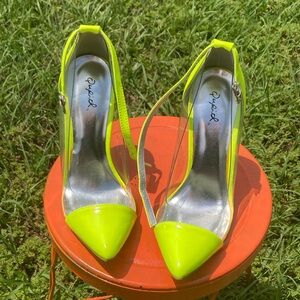 Qupid Neon Yellow Women's Heels